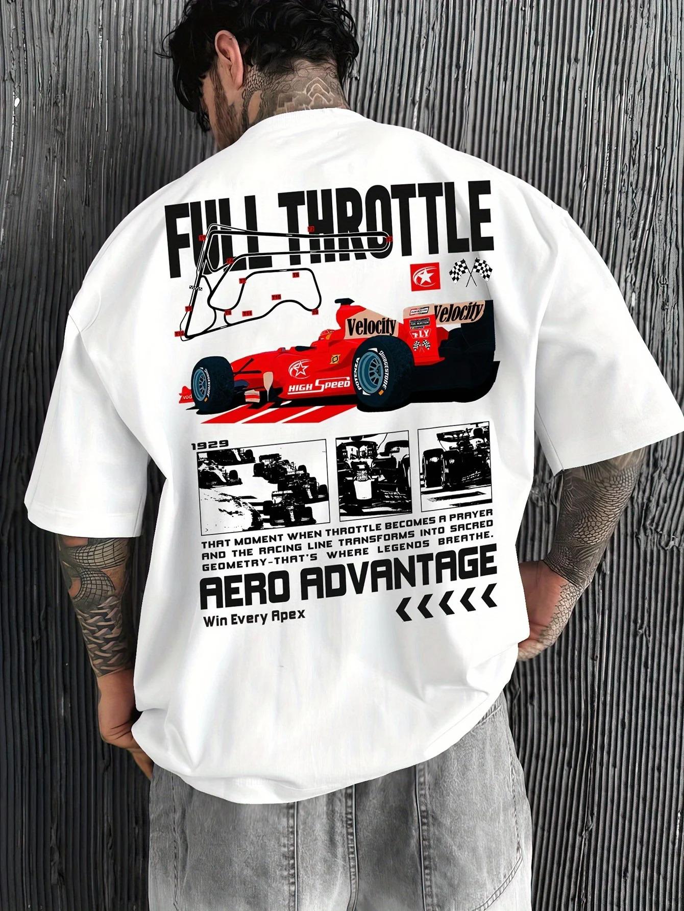 

Full Throttle F1 Racing Vintage Graphic Oversized T-Shirt, Aero Advantage Motorsport Streetwear Tee, Unisex Casual Top XXXL чорний