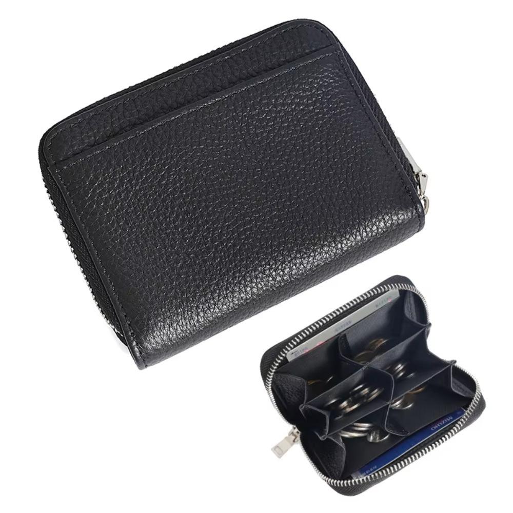 

RFID Blocking Women s Card Bag Zipper Pocket Coin Purse Portable Card Case Bank Card Organizer чёрный