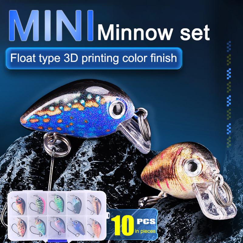 

10 шт. приманка Minnow Crankbait для окуня, приманка для окуня, джеркбейт, рыболовные приманки с коробкой для снастей, твердые приманки
