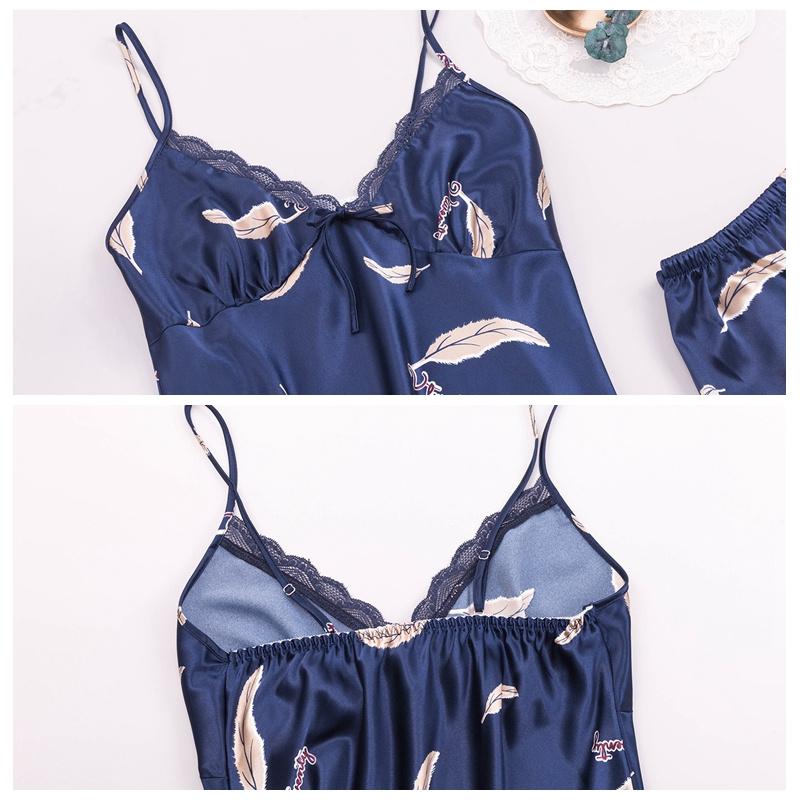 Conjunto de dos piezas de talla grande para mujer, con escote en V, sexy, de encaje, con tirantes y pantalones cortos, ropa de dormir informal, camisón, ropa de casa, pijama