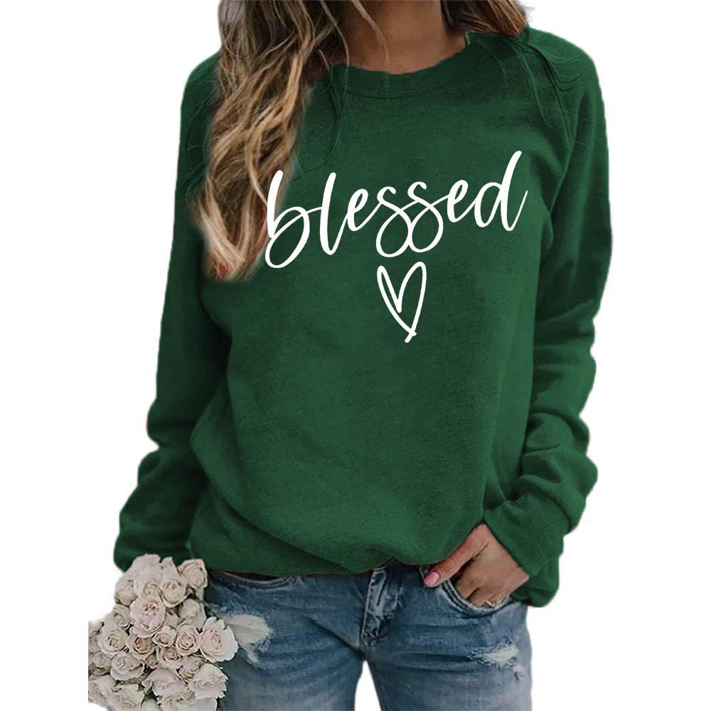 Women's Crew Neck Long Sleeve Loose Fit Sweatshirt Letter Print Casual Oversized Top