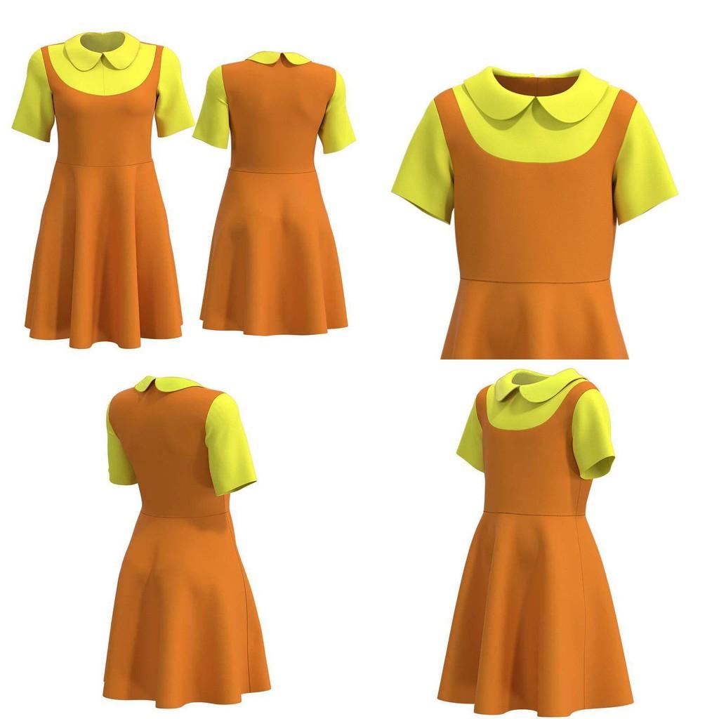 Squid Game Wooden Doll Cosplay Dress Comfortable And Breathable Red Green Light