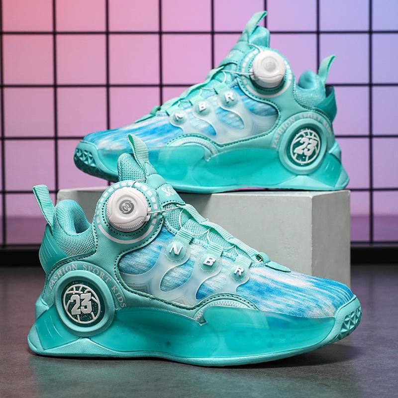 Children's basketball shoes new summer training mesh rotating buckle boys sports shoes medium older boys boys training venom