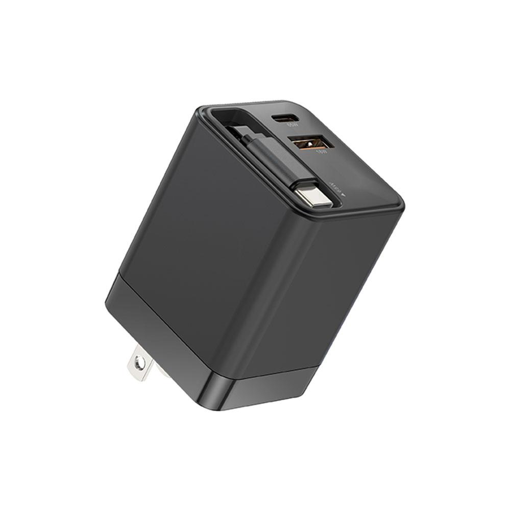 65W UK/US/EU GaN Phone Charger Adapter Built-in Retractable Charging Fast For IPhone Cable IPad E4S8