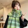 New hippocampus hair scarf winter women's Korean atmosphere sense advanced sense plaid warm thickened scarf men