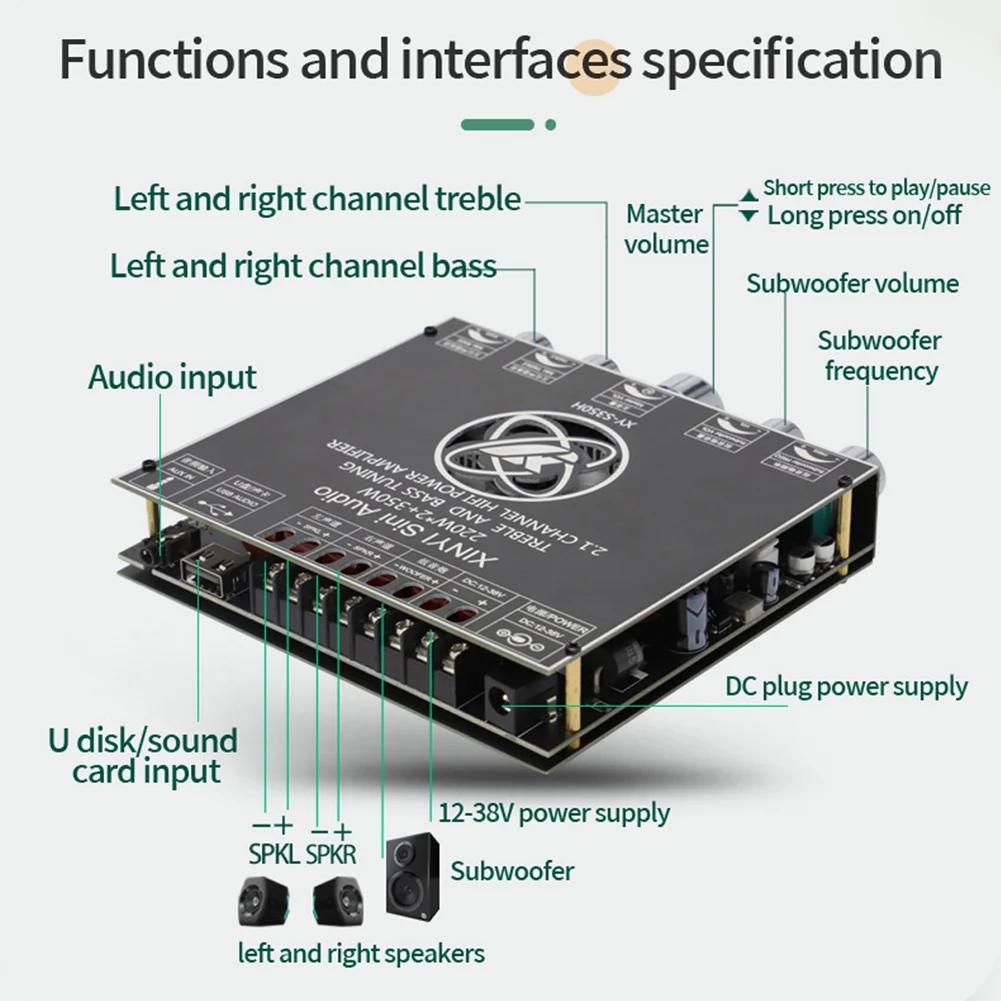 S350H 2.1Channel TPA3251 Bluetooth Power Amplifier Board Module High & Bass Subwoofer 220W*2 + 350W with APP Control Android IOS