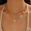 Ocean Style Multi-Pendant Necklace: Shell, Conch, Dolphin, Starfish