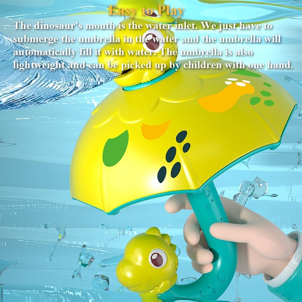 Baby Bath Toy Dinosaur Umbrella Water Sprinkler Shower Head Bathtub Rain Toy Spray Water Tub Toy with Turnable For Kids Gifts