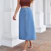 Women High Waist Single-Breasted A Line Jean Denim Skirt