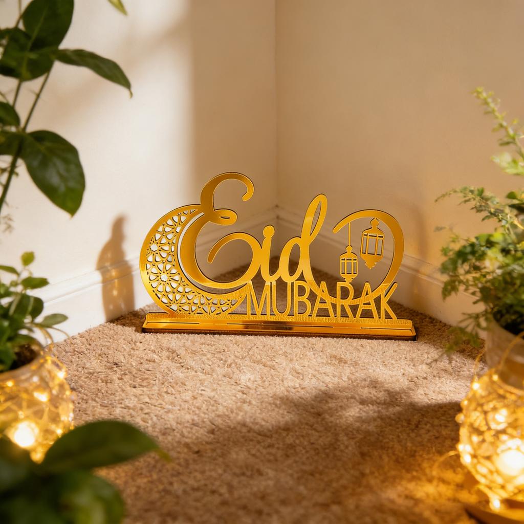 2026 NEW Creative Moon Eidmubarak Letter Decorative Ornament Acrylic Ramadan Festival Celebration Letter Decorative Handicraft