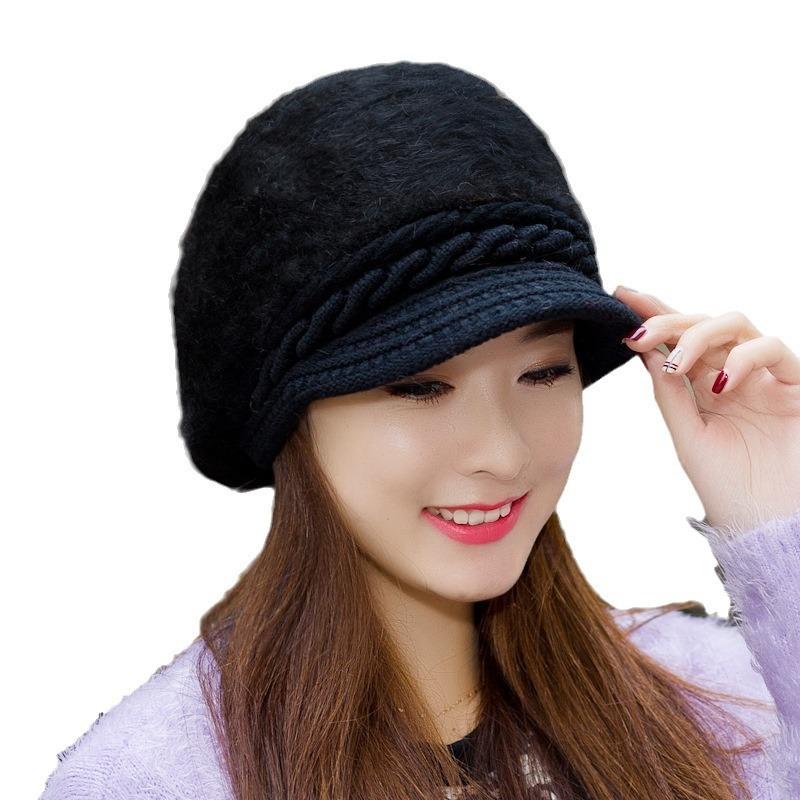 Fleece Rabbit Fur Hat Women's Knitted Hat Winter Winter Thickened Ear Protector Hat Women