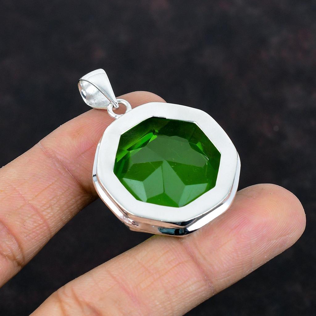 Faceted Green Amethyst Pendant 925 Sterling Silver Pendant Handmade Pendant Unique Design Jewelry Awesome Gemstone Pendant Gifts for Women