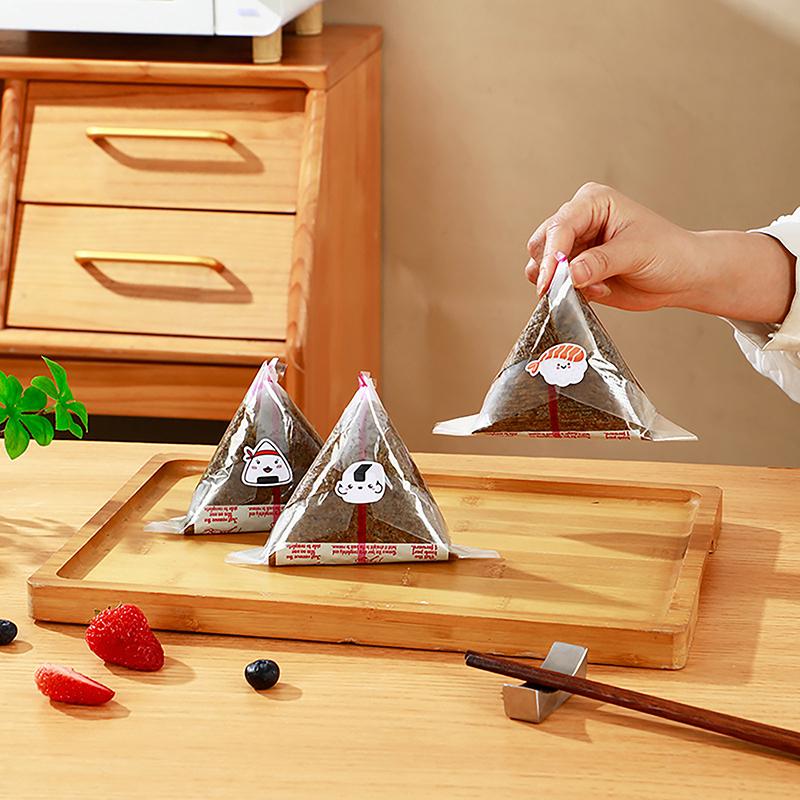 10/50/100Pcs Disposable Double Layers Triangle Rice Ball Packing Bag Nori Seaweed Onigiri Sushi Bag Onigiri Wrap Plastic Bags