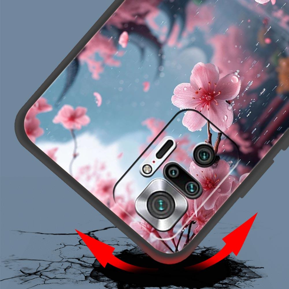 Pink Spring Cherry Blossoms Phone Case For Xiaomi Redmi Note 14 13 5G 10 11 12 Pro Plus 4G 14C 13C 12C 10C Black Cover