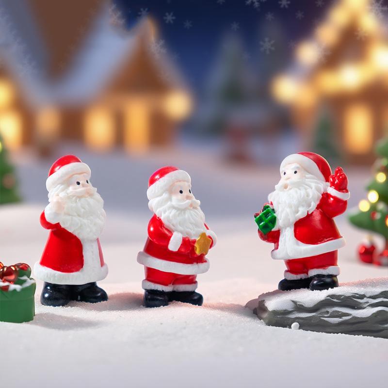 1/4Pcs Christmas Tree Santa Claus Snowman Elk Penguin Bell Miniature Landscape Ornaments Home New Year Xmas Doll House Decor