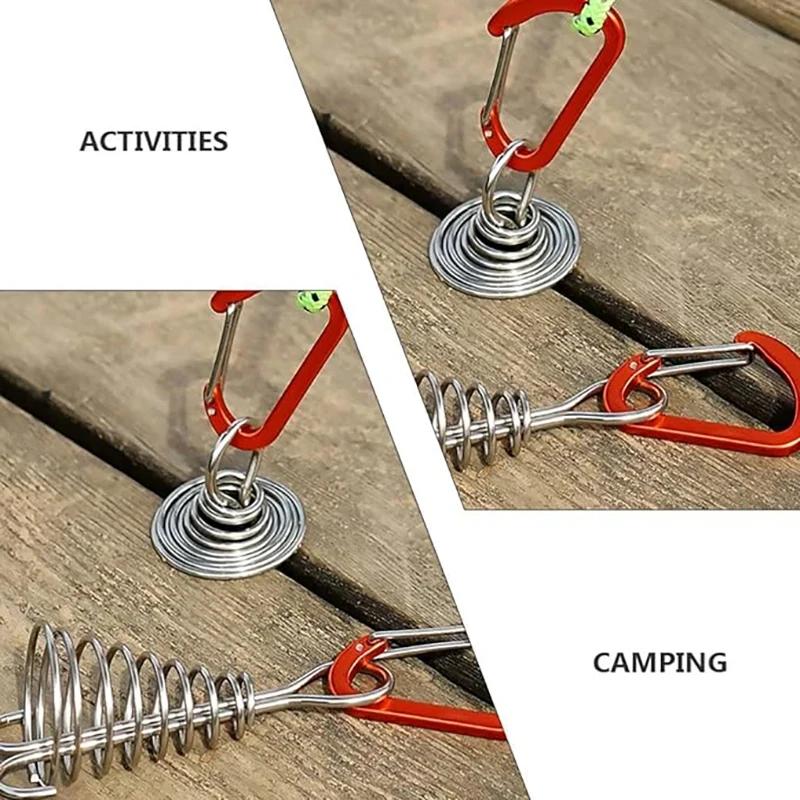 Outdoor Camping Octopus Rope Buckle Camping Deck Nail Stainless Steel Fixed Tent Rope Buckle Wooden Hook Spring Wind Rope