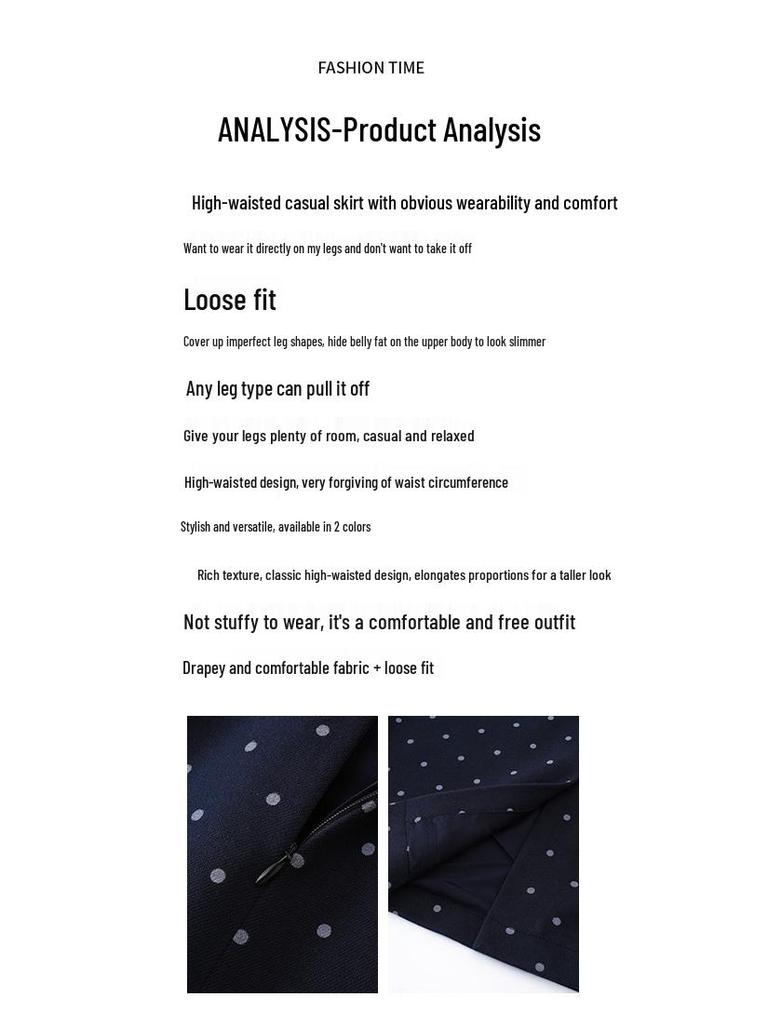 Polka Dot Woolen Mid-Length A-Line Pencil Skirt - Autumn Winter 2025 Collection