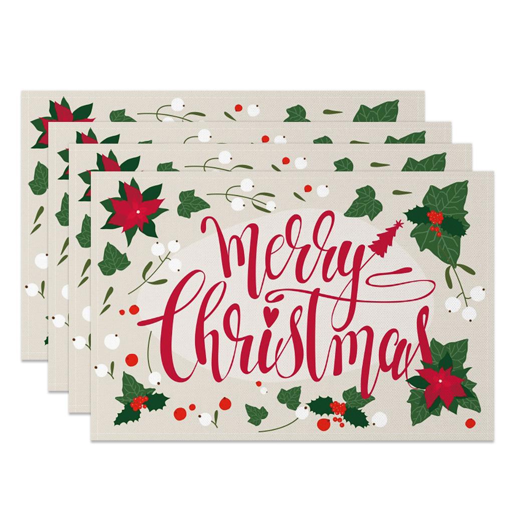 Christmas Table mat dining table Xmas Tree Snowman Santa Gingerbread House Linen Fabric Merry Christmas Holiday Table Decoration