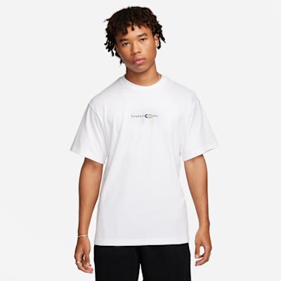 Nike T Shirts Men s White Crew Neck Moderate Straight Fit L