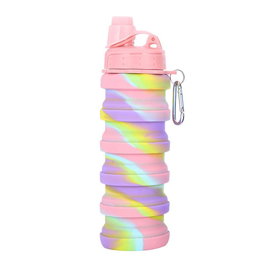 Leeseph Silicone Collapsible Water Bottles, Portable Foldable Sports Cups with Carabiner, Leak Proof for Outdoor Travel 500ml