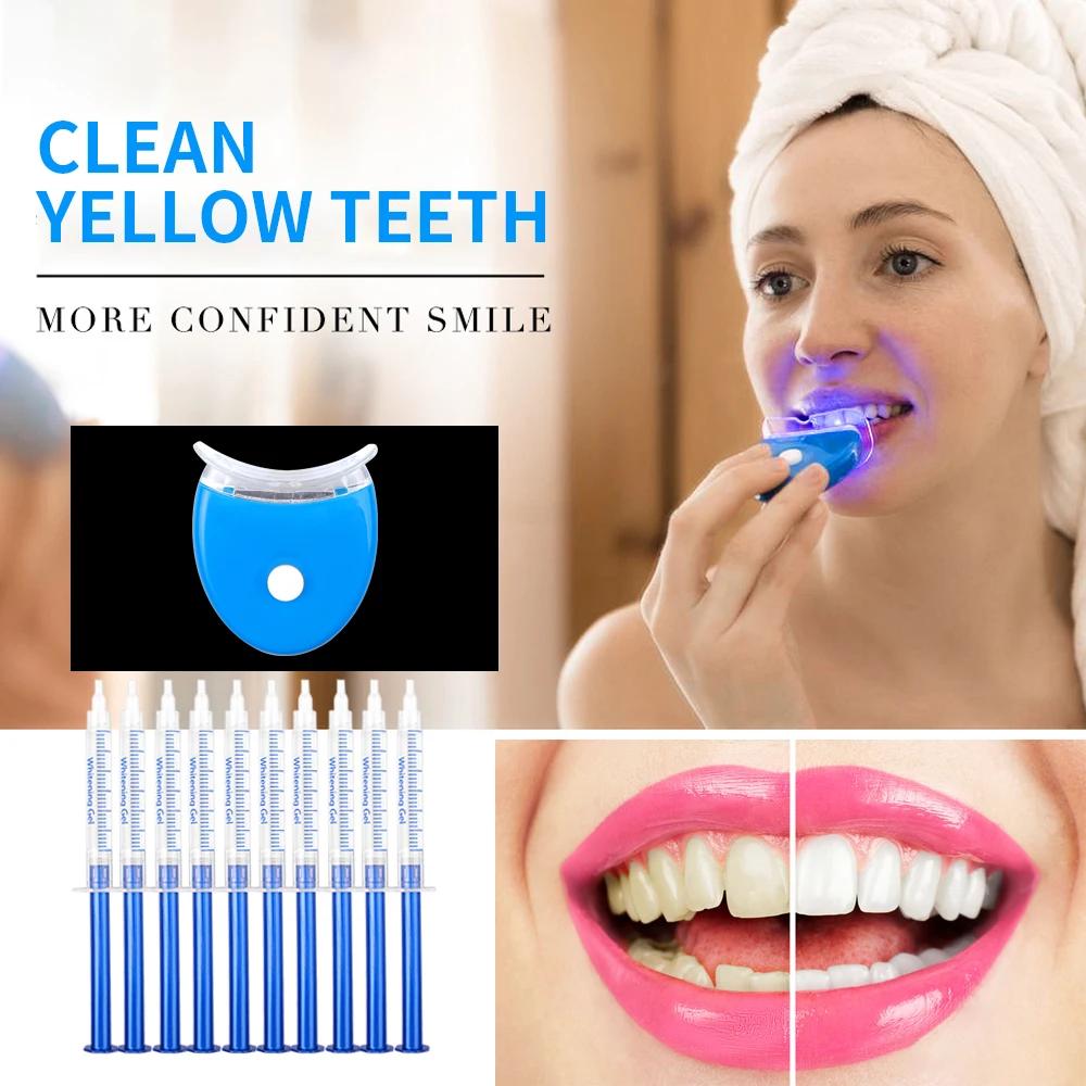 Kit de Gel Blanqueador de Dientes de 10/20 Piezas Cuidado de Higiene Bucal Herramienta Blanqueadora de Dientes Herramienta Blanqueadora de Dientes con Luz Filtrada Eliminar Manchas de Placa