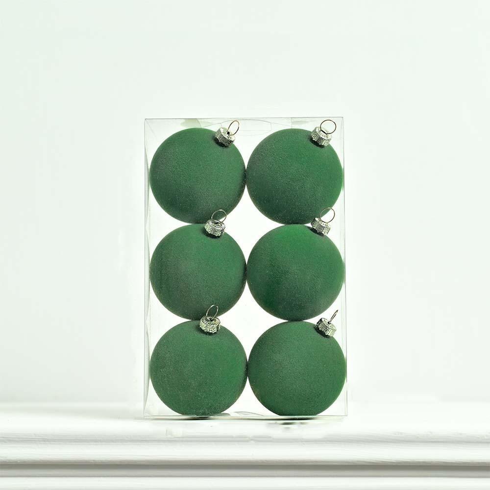 6pcs 6cm Flocked Christmas Ball Pendant Shatterproof Merry Christmas Decor  Hotel Mall