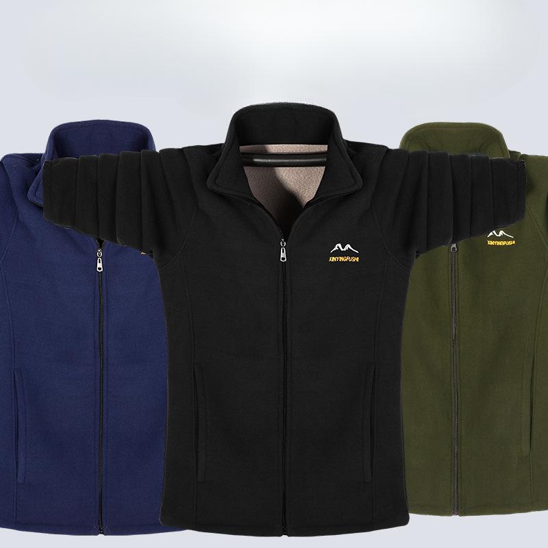 Chaqueta polar de hombre más terciopelo grueso primavera y otoño cálida suelta chaqueta polar de gran tamaño
