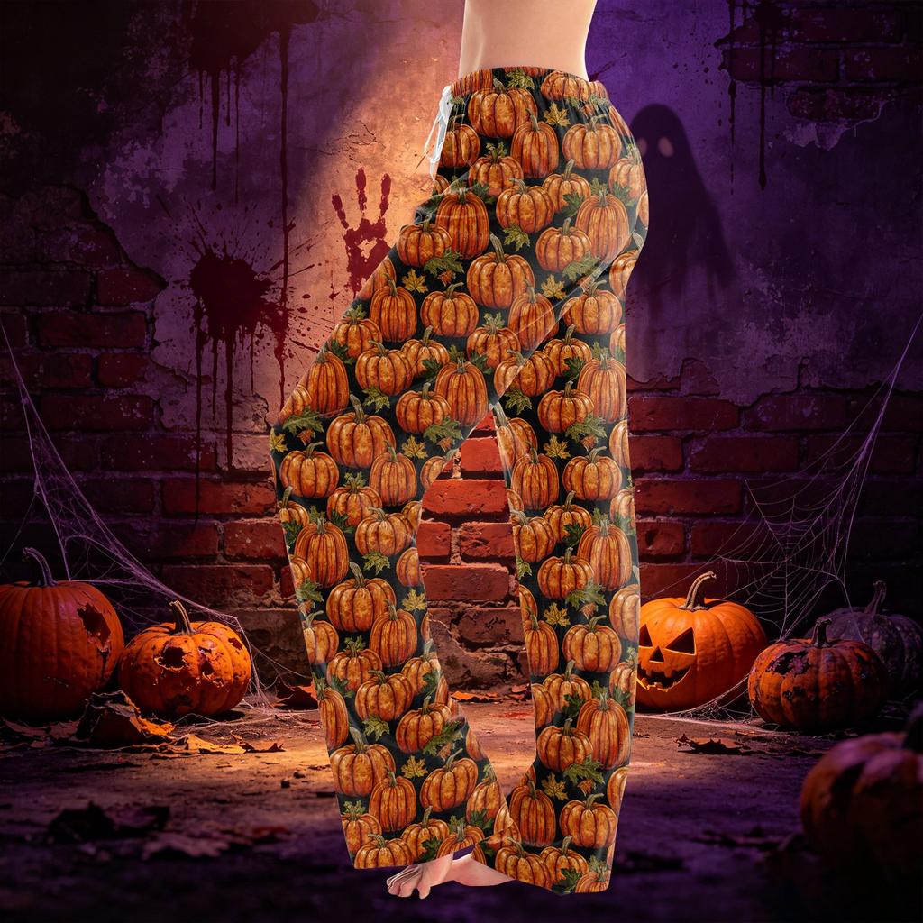 Women's Casual Drawstring Pants with Halloween Print Pattern
