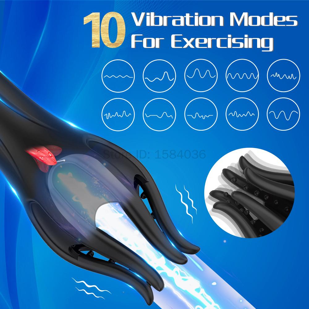 Powerful Vibrating Penis Cage Glans Trainer G Spot Masturbator Cock Endurance Massage Vibrator Erotic Sex Toys for Men Adult 18+