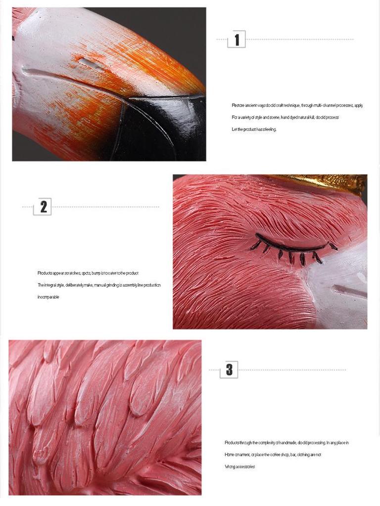 Nordic Crown Flamingo Couple Resin Figurines for Living Room or Study Decor