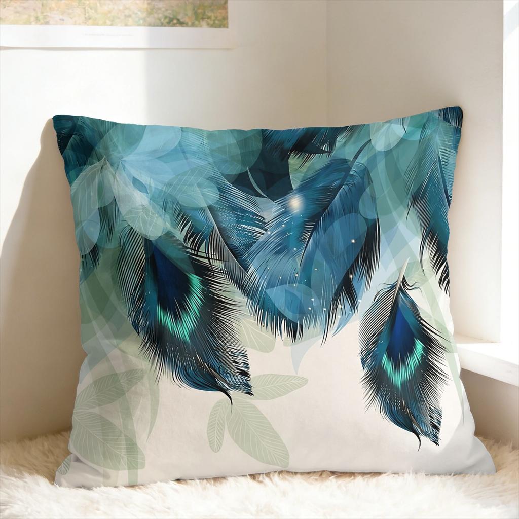 Peacock Feather Printing Pillow Case Fashion Pillow Cover Comfy Pillowcases For Sofa Couch Bed Living Room