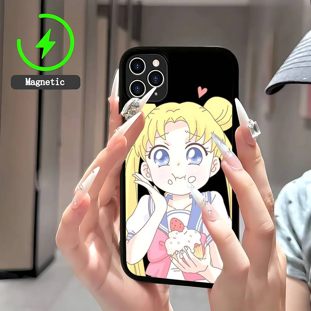 Anime Sailor Moon Handyhülle Magnetische Hülle Für IPhone 16 14 13 12 11 15 Pro Max Plus Für Magsafe Kabelloses Lade Cover