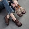 High quality 2CM 2025 Spring New Soft Leather Soft Sole Vintage Style Single Shoe Front Lace Casual Comfortable Women's Shoe