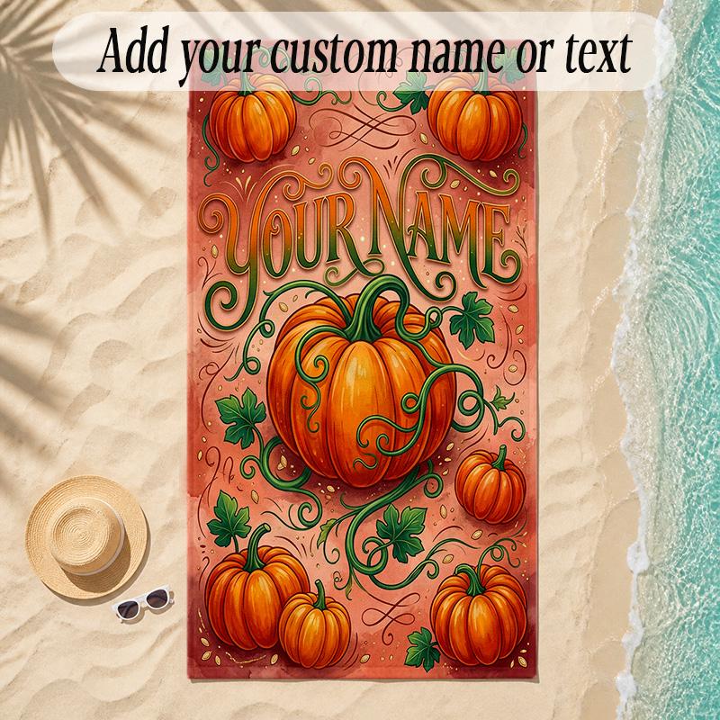 Halloween Theme Soft Beach Towel Personalized Custom Name Text Towel Portable for Beach Pool Travel