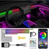 Acrylic Interior Car LED Lights With Remote And Wireless APP 6 In 1,Ambient Lighting Kits Fiber Optic Strip LEDs,16 Million Colors Music&DIY Function