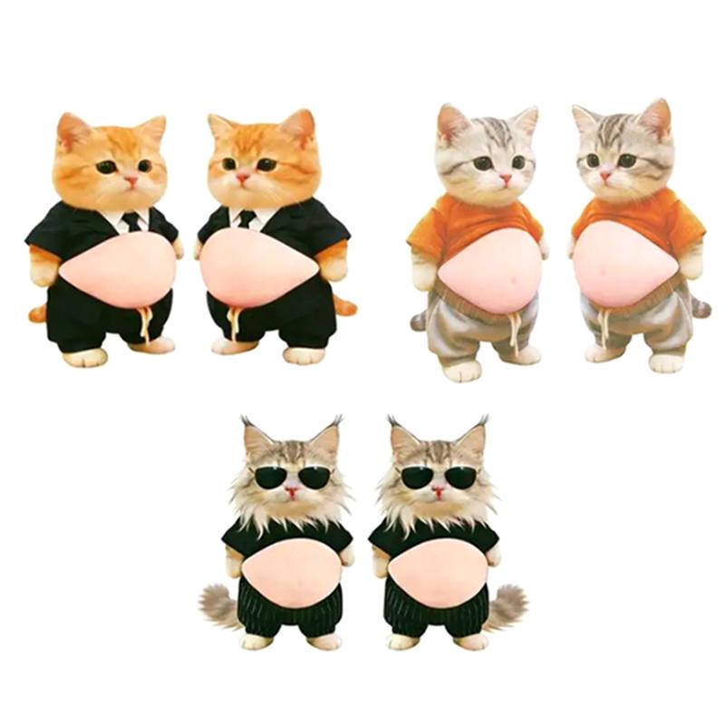 Cat 3D Belly Stickers Soft Silicone For Phone Case Car Decoration Children's Birthday Party Favor Festival Supplies Accessories