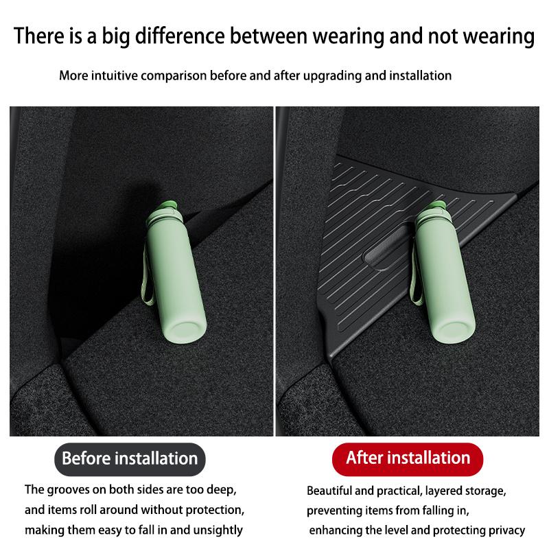 For Tesla Model Y YL Juniper Trunk Organizer Side Storage Box Boot Organizer Flocked TPE Mat Anti-dirty Car Travel Accessories