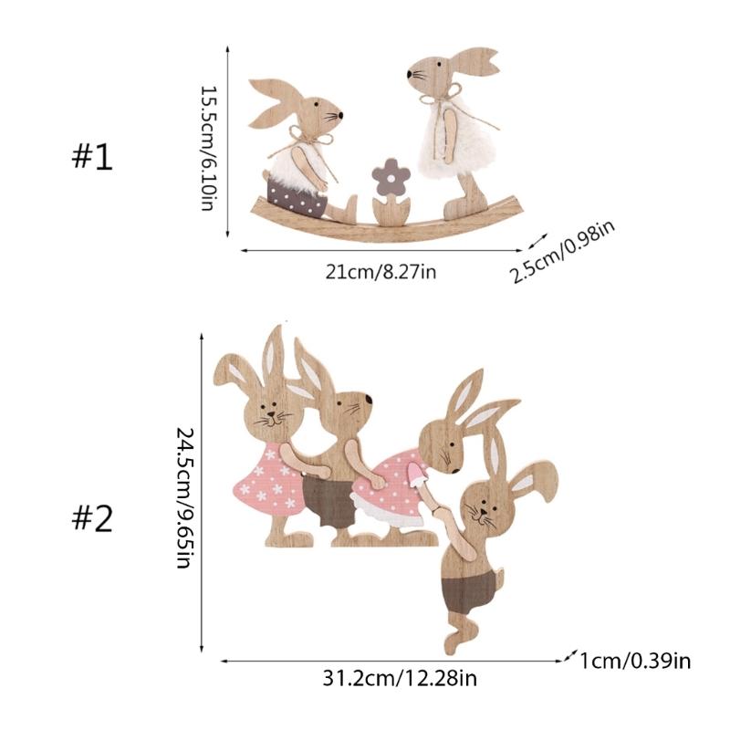 Osterhase Tür Wandbehang Ornamente Holzschilder Schild Ostern Bemalter Hasenanhänger Holzhandwerk Haus Osterdekoration