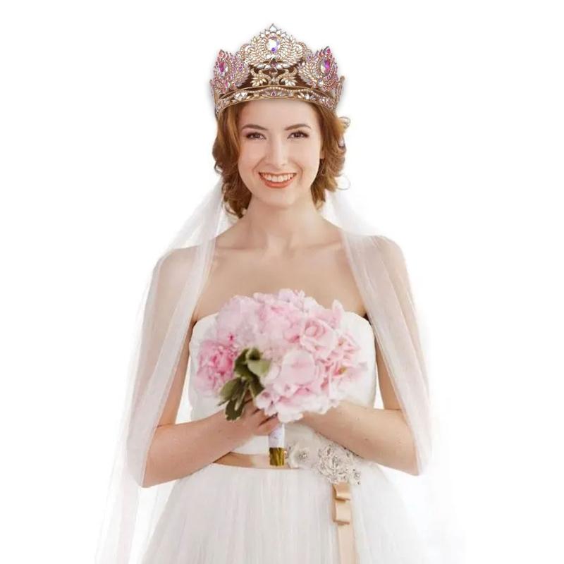 Couronnes en cristal élégantes avec peigne pour femmes, magnifiques tiares de princesse pour anniversaire et célébration spéciale