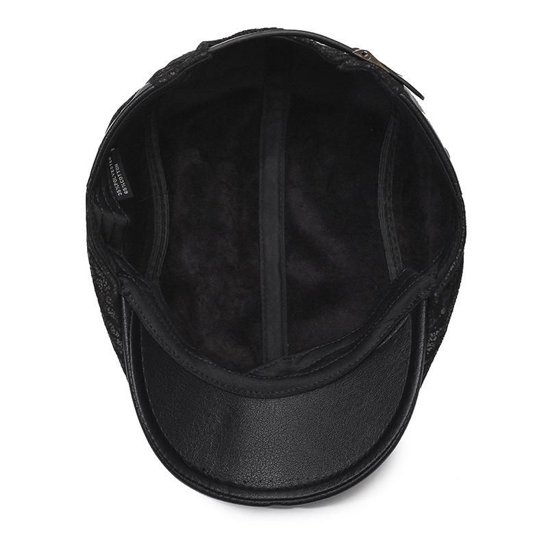 Leather Retro Painter Hat Autumn Winter Ear Protection Beret Middle-Aged Men's Peaked Cap Warm Progressive Cap