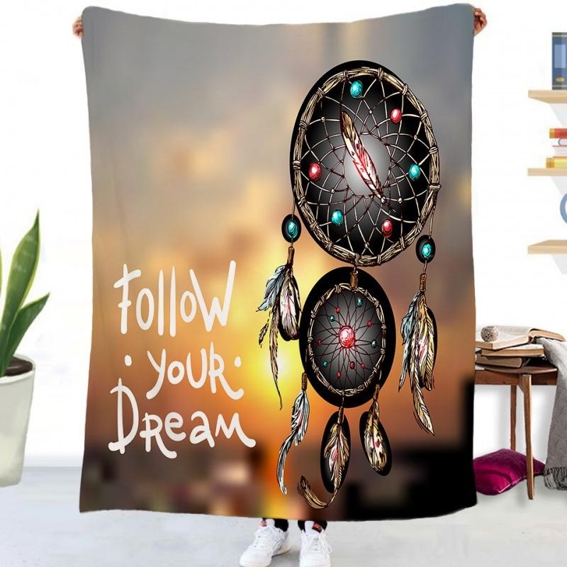 Blue Dream Catcher Blanket Flannel Throw Blanket for Kids Adults Lightweight Soft Warm Blankets for Bed Sofa Office 130x150cm