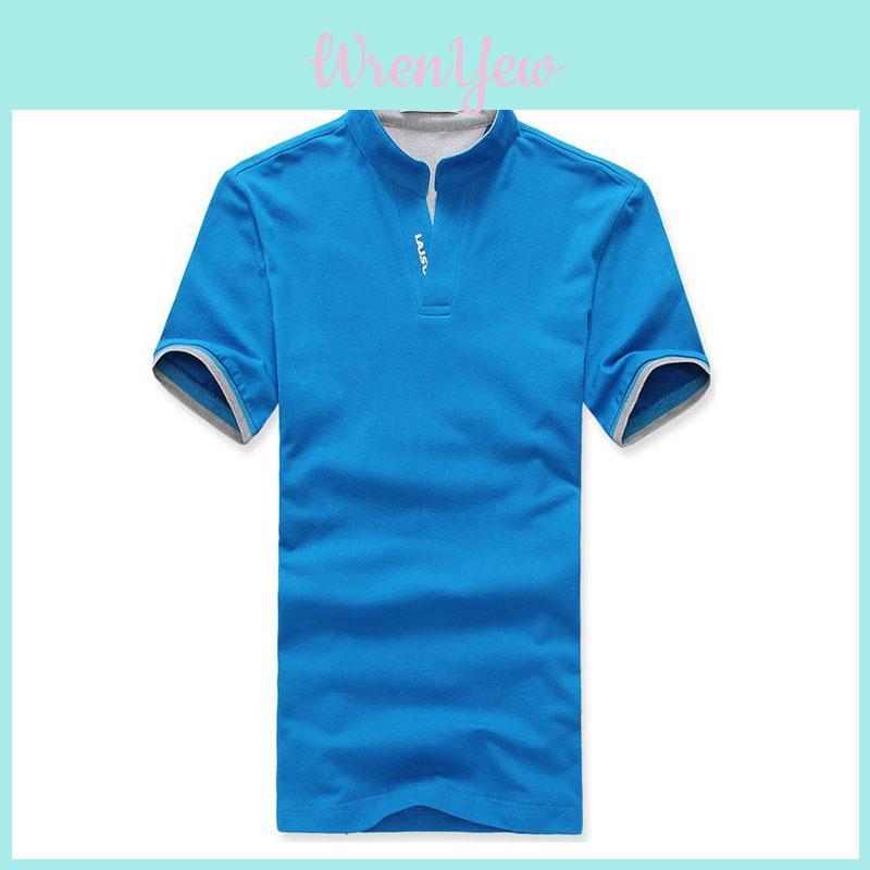 Mens Fashion V Neck Short Sleeve Cotton Polyester Polo Shirt In Multiple Colors For Stylish Summer Wear