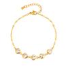 Fashion 18K Gold Stainless Steel Lip Chain 5 Zircon Heart Bracelet Ladies 2565