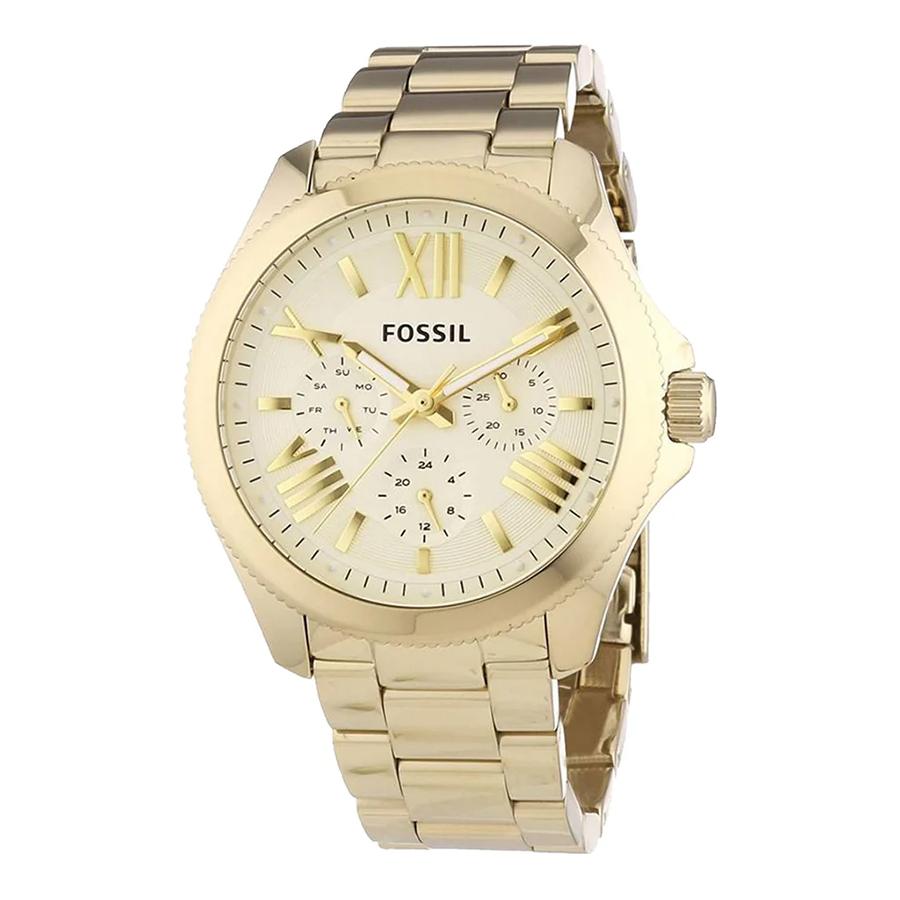 Fossil Ceas cu cuarț cu trei indicatoare pentru femei - Carcasă din oțel inoxidabil, Geam rezistent la zgârieturi, Formal/Casual/Dată AM4510