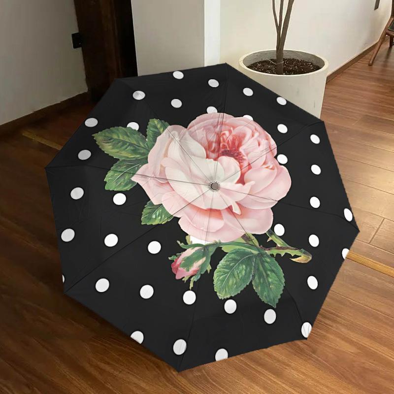 

1pc Pink Rose Automatic Open/Close Umbrella, Halloween & Gifts - Ideal for Daily, Formal, Party Use, Durable Canopy yy251011036