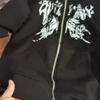 Oversized Hooded Sweatshirt With Zippered Pockets Butterfly Print Men Women Winter Casual Streetwear
