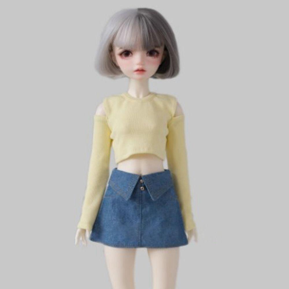 Fashion Off Shoulder Top T-shirt Mini Princess Skirt Clothes for 1/4 BJD 45cm Dolls