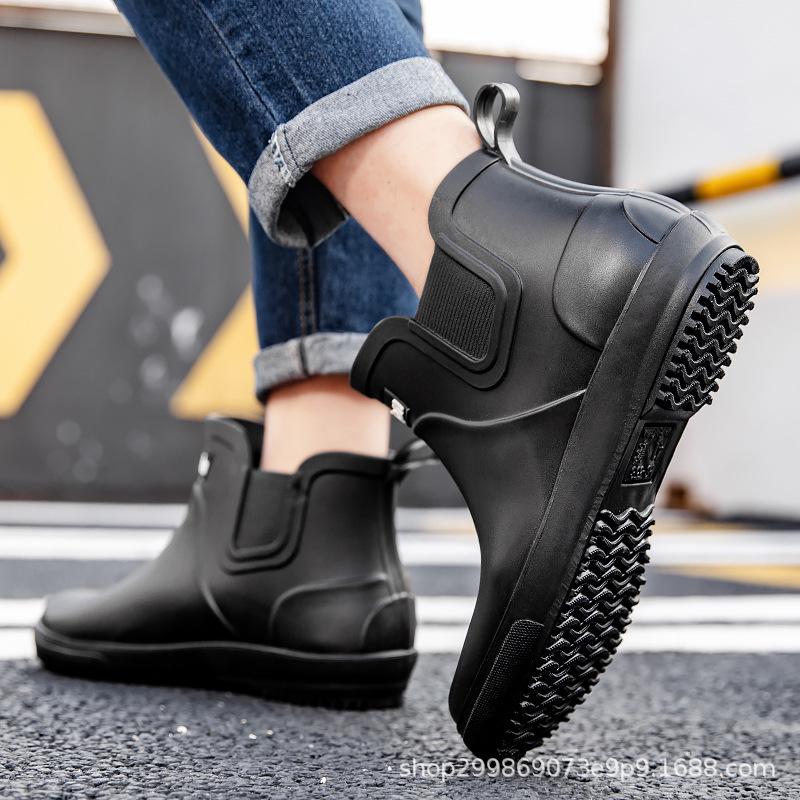Rutschfeste, leichte Knöchel-Regenstiefel für Herren, für Küche und Autowäsche, mit weicher Sohle