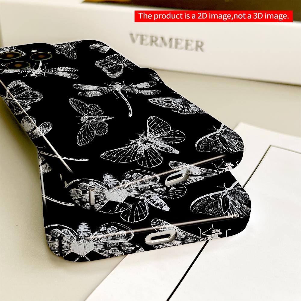 Black & White Insect Pattern Phone Case All Inclusive Film Hard Phone Case, Compatible with iPhone 18 Pro Max 17 16 15 14 13 12 11