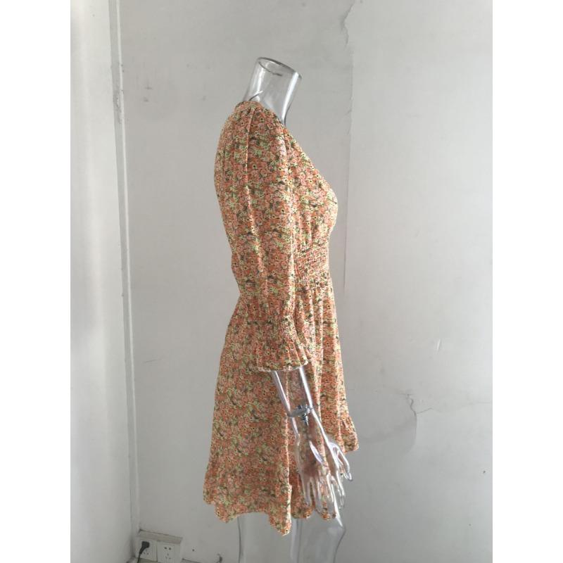 Summer Floral Print Mini Dresses Women Vintage Sexy A-Line V-Neck Half Sleeve Party Dress Female Casual Elegant Beach Dress